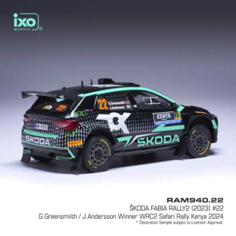 Modely aut a motorek model 1/43 IXO Škoda Fabia Rally2 #22 Greensmith/Andersson WRC Safari Rallye Kenia 2024