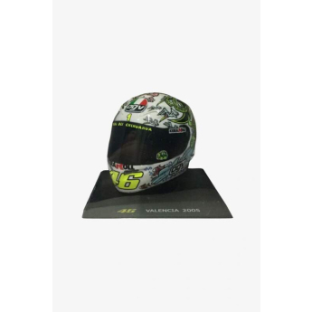 Modely aut a motorek model přilby 1:5 Moto GP Valentino Rossi Valencia 2005