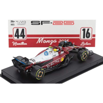 Modely aut a motorek model 1/43 Scuderia Ferrari SF-25 BBurago #44 Lewis Hamilton Monza 2025 Signature