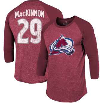 Colorado Avalanche pánské tričko NHL Name & Number Tri-Blend Raglan 3/4-Sleeve T-Shirt - Burgundy