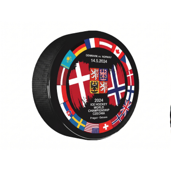 Hokejové reprezentace puk Ice Hockey World Championship Czechia MS 2024 Dueling 14.5.2024 Denmark vs. Norway