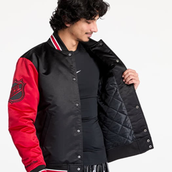 Chicago Blackhawks pánská bunda Primetime Heavyweight Satin Jacket Current Logo