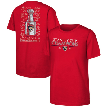Florida Panthers dětské tričko 2025 Stanley Cup Champions Signature Roster red