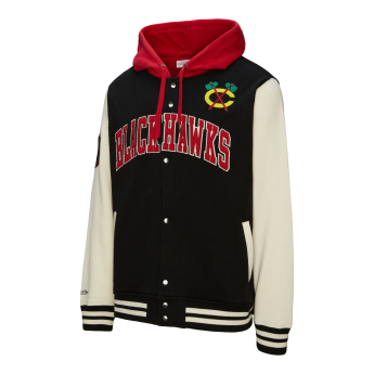Chicago Blackhawks pánská mikina s kapucí Courtside Fleece Button Front Vintage Logo