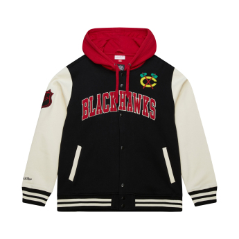 Chicago Blackhawks pánská mikina s kapucí Courtside Fleece Button Front Vintage Logo