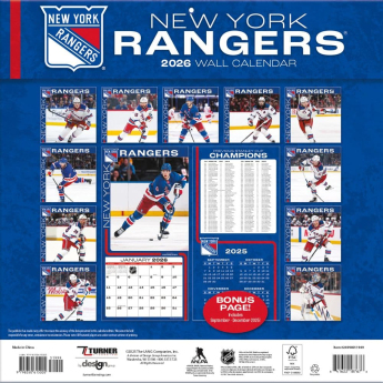 New York Rangers kalendář 2026 Wall