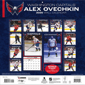 Washington Capitals kalendář #8 Alexander Ovechkin 2026 Wall