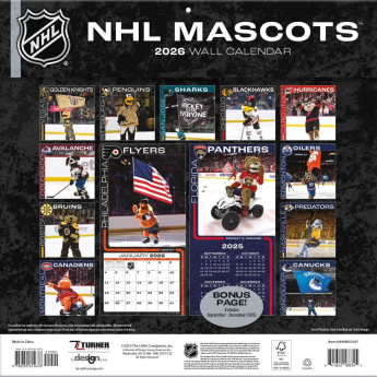 NHL produkty kalendář Mascots 2026 Wall