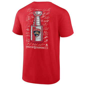 Florida Panthers pánské tričko 2025 Stanley Cup Champions Signature Roster red