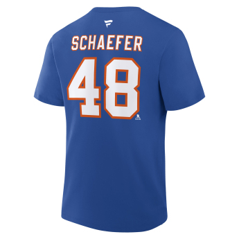 New York Islanders pánské tričko Matthew Schaefer #48 Fanatics Authentic Stack Name & Number T-Shirt - Royal
