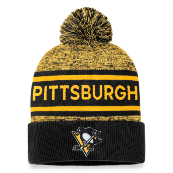 Pittsburgh Penguins zimní čepice Authentic Pro Rink Heathered Cuffed Pom Knit