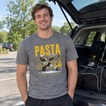 Boston Bruins pánské tričko David Pastrnak #88 Pasta Scores WHT 500 Level Grey