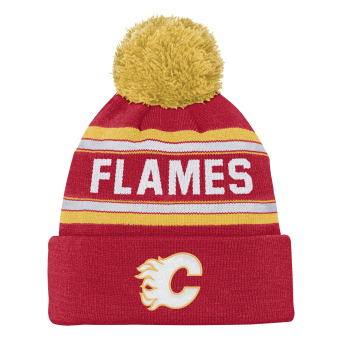 Calgary Flames dětská zimní čepice NHL Jacquard Cuffed Knit With Pom