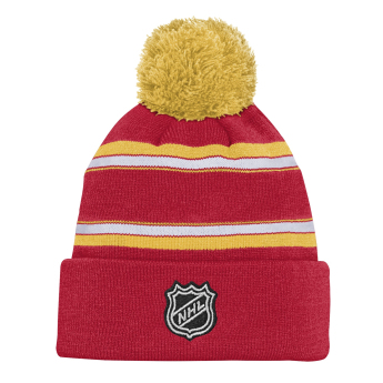 Calgary Flames dětská zimní čepice NHL Jacquard Cuffed Knit With Pom