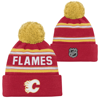 Calgary Flames dětská zimní čepice NHL Jacquard Cuffed Knit With Pom