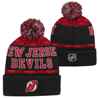 New Jersey Devils dětská zimní čepice Puck Pattern Cuffed Pom