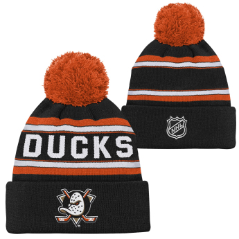 Anaheim Ducks dětská zimní čepice Jacquard Cuffed Knit With Pomeee