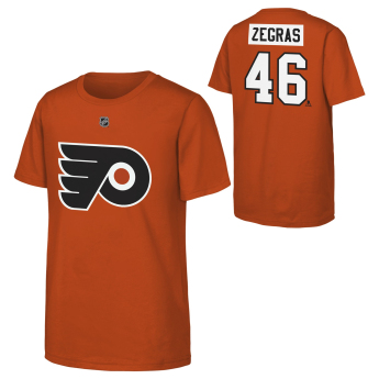 Philadelphia Flyers dětské tričko Trevor Zegras #46 NHL Flat Name & Number Short Sleeve Cotton