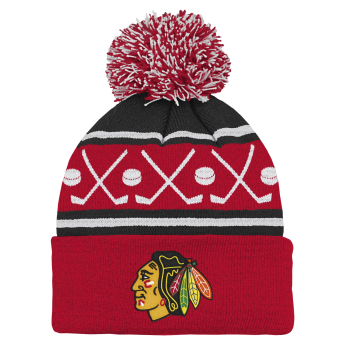 Chicago Blackhawks dětská zimní čepice NHL Face-Off Cuff Pom
