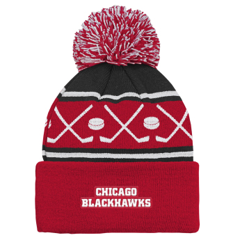 Chicago Blackhawks dětská zimní čepice NHL Face-Off Cuff Pom