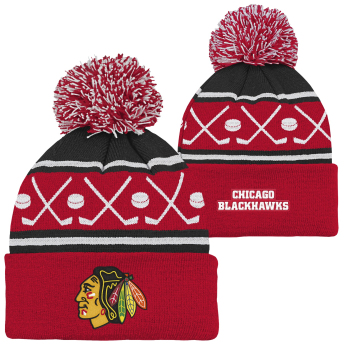 Chicago Blackhawks dětská zimní čepice NHL Face-Off Cuff Pom