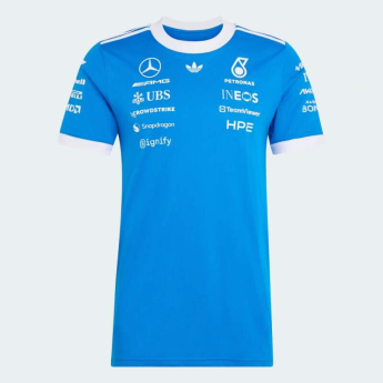 Mercedes AMG Petronas pánské tričko F1 Blue with Sponsor Logos - SILVERSTONE 2026 Edition