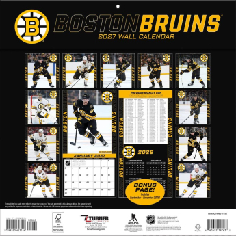 Boston Bruins kalendář NHL 2027 Wall
