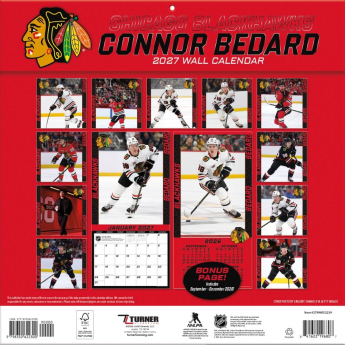 Chicago Blackhawks kalendář NHL #98 Connor Bedard 2027 Wall