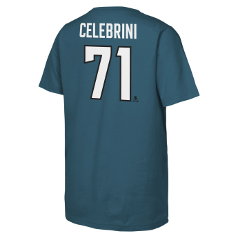 San Jose Sharks dětské tričko Macklin Celebrini #71 NHL Flat Name & Number Short Sleeve Cotton