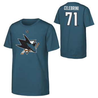 San Jose Sharks dětské tričko Macklin Celebrini #71 NHL Flat Name & Number Short Sleeve Cotton