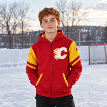 Calgary Flames dětská mikina s kapucí Faceoff Colorblocked Fleece Full-Zip