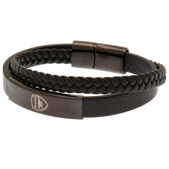 FC Arsenal kožený náramek Black IP Leather Bracelet