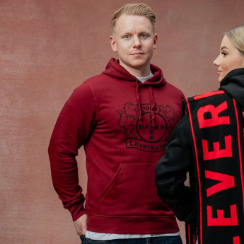 Bayer 04 Leverkusen pánská mikina s kapucí Logo burgundy