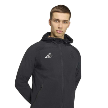 Real Madrid pánská bunda s kapucí Travel Windbreaker black