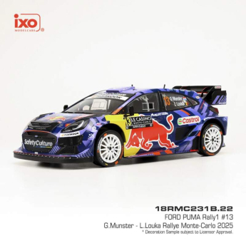 Modely aut a motorek model 1/18 Ford Puma WRC Rally Monte Carlo 2025 G. Munster