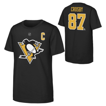 Dětské tričko Sidney Crosby #87 Pittsburgh Penguins NHL Flat Captains Name & Number Short Sleeve Cotton