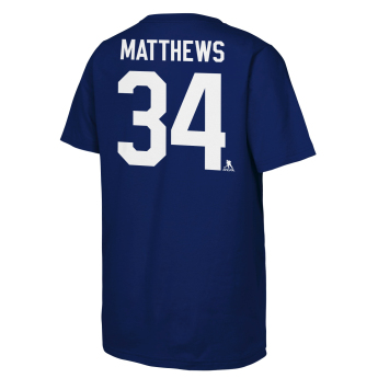 Dětské tričko Auston Matthews #34 Toronto Maple Leafs NHL Flat Captains Name & Number Short Sleeve Cotton