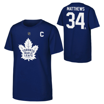 Dětské tričko Auston Matthews #34 Toronto Maple Leafs NHL Flat Captains Name & Number Short Sleeve Cotton