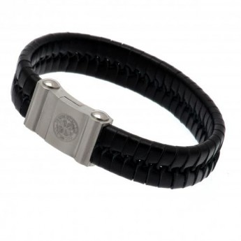 FC Celtic kožený náramek Single Plait Leather Bracelet