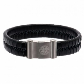 FC Celtic kožený náramek Single Plait Leather Bracelet