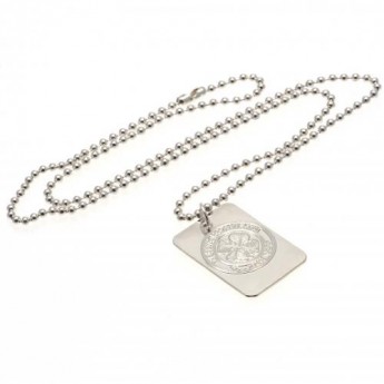 FC Celtic řetízek na krk se psí známkou Silver Plated Dog Tag & Chain