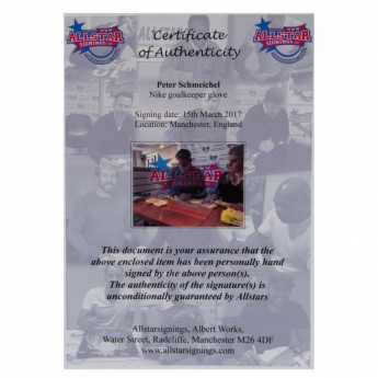 Legendy zarámovaná rukavice Manchester City Schmeichel Signed Glove (Framed)