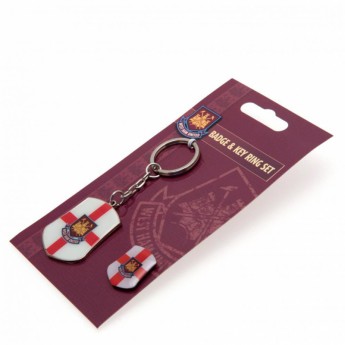 West Ham United klíčenka a odznáček Keyring and Badge Set SG