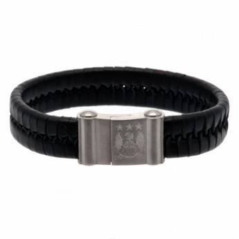 Manchester City kožený náramek Single Plait Leather Bracelet EC