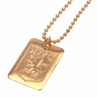 Aston Villa řetízek na krk se psí známkou Gold Plated Dog Tag & Chain