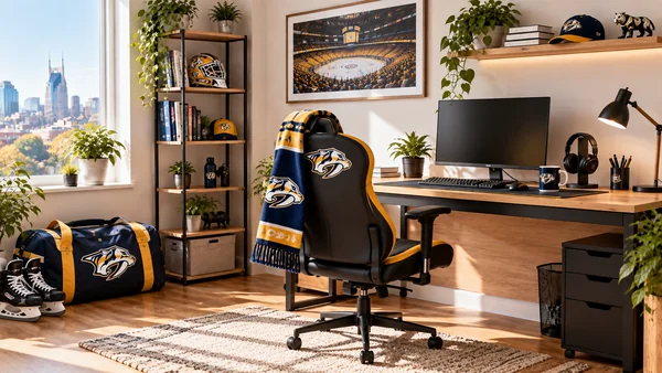 Inspirace pro fanouškovský pracovní koutek Nashville Predators