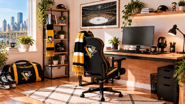 Inspirace pro fanouškovský pracovní koutek Pittsburgh Penguins