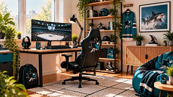 Inspirace pro fanouškovský pracovní koutek San Jose Sharks