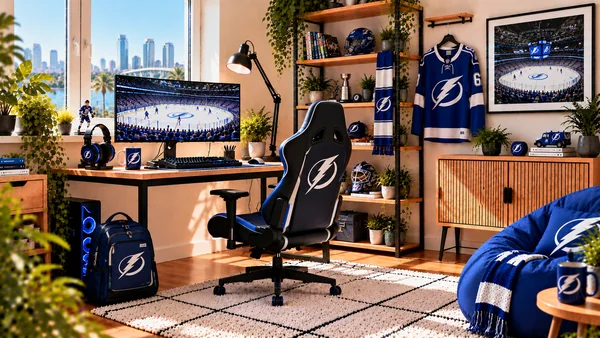 Inspirace pro fanouškovský pracovní koutek Tampa Bay Lightning