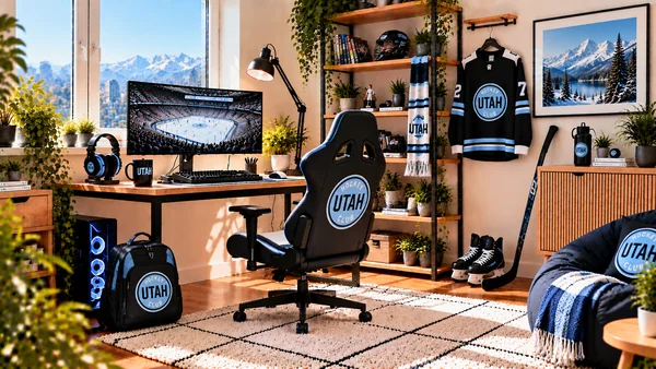 Inspirace pro fanouškovský pracovní koutek Utah Hockey Club